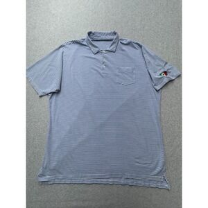B Draddy Polo Shirt Mens 2XL Blue‎ Stripe Pima Cotton Blend Stretch Golf Preppy